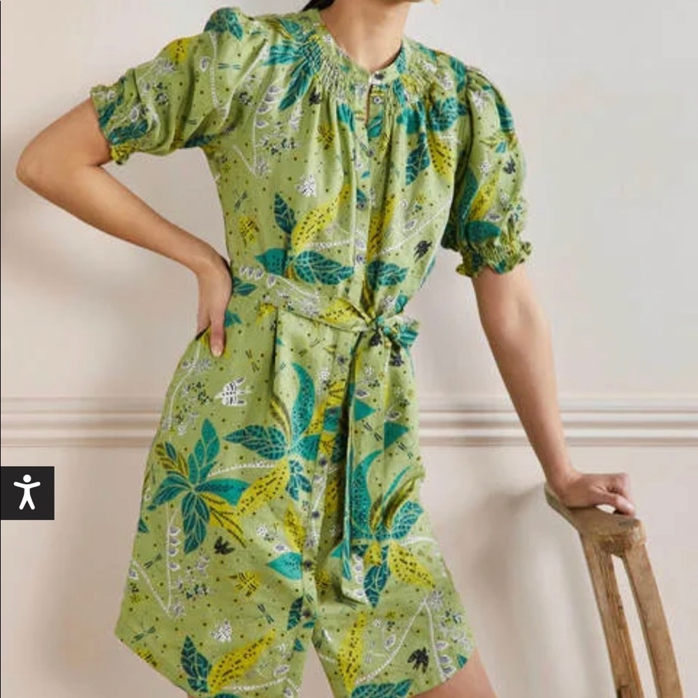 NWT Boden Smocked Linen Shirt Dress, size US 8R